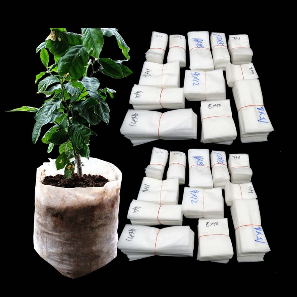 

100pcs Seedling Plants Nursery Bags Organic Biodegradable Grow Bags Fabric Eco-friendly Ventilate Growing Planting Bags