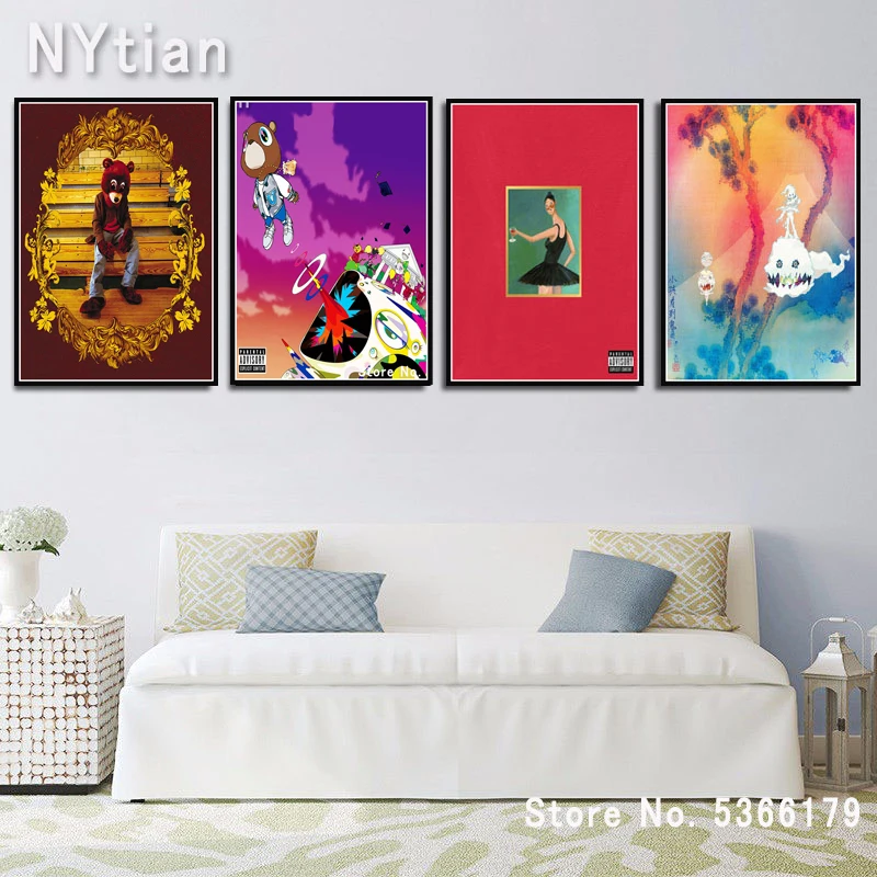 Подарок Kanye West Rapper музыкальный певец звезда хип-хоп плакат печать Настенная