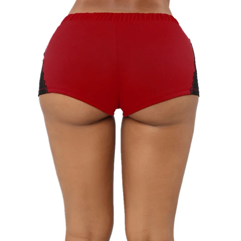 

Mandylandy Shorts Summer Lace-up Mid Waist Yoga Short Sports Stretch Shorts Women's Casual Lace Solid Color Stitching Shorts