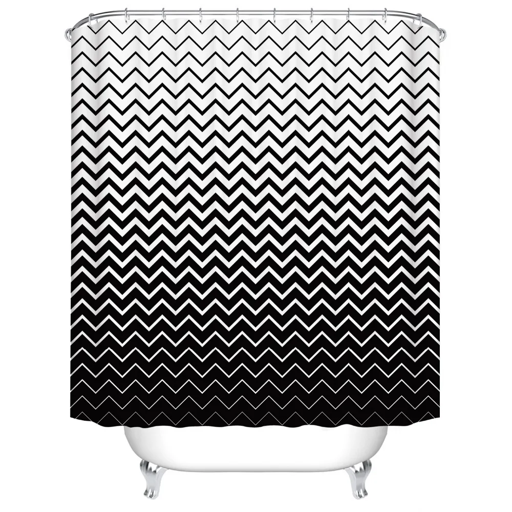 Занавеска для душа из ткани с геометрическим рисунком слона черная белая