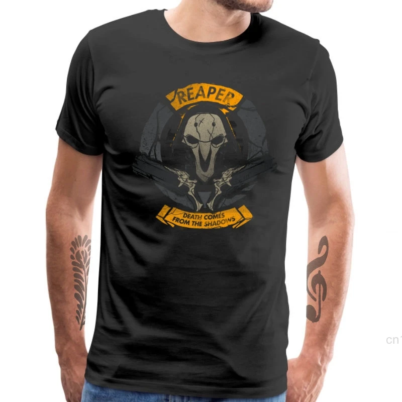

From The Shadows T Shirt Men Death God T-shirt Grim Reaper Halloween O Neck Short Sleeve Cotton TShirt Custom Tops & Tees Black