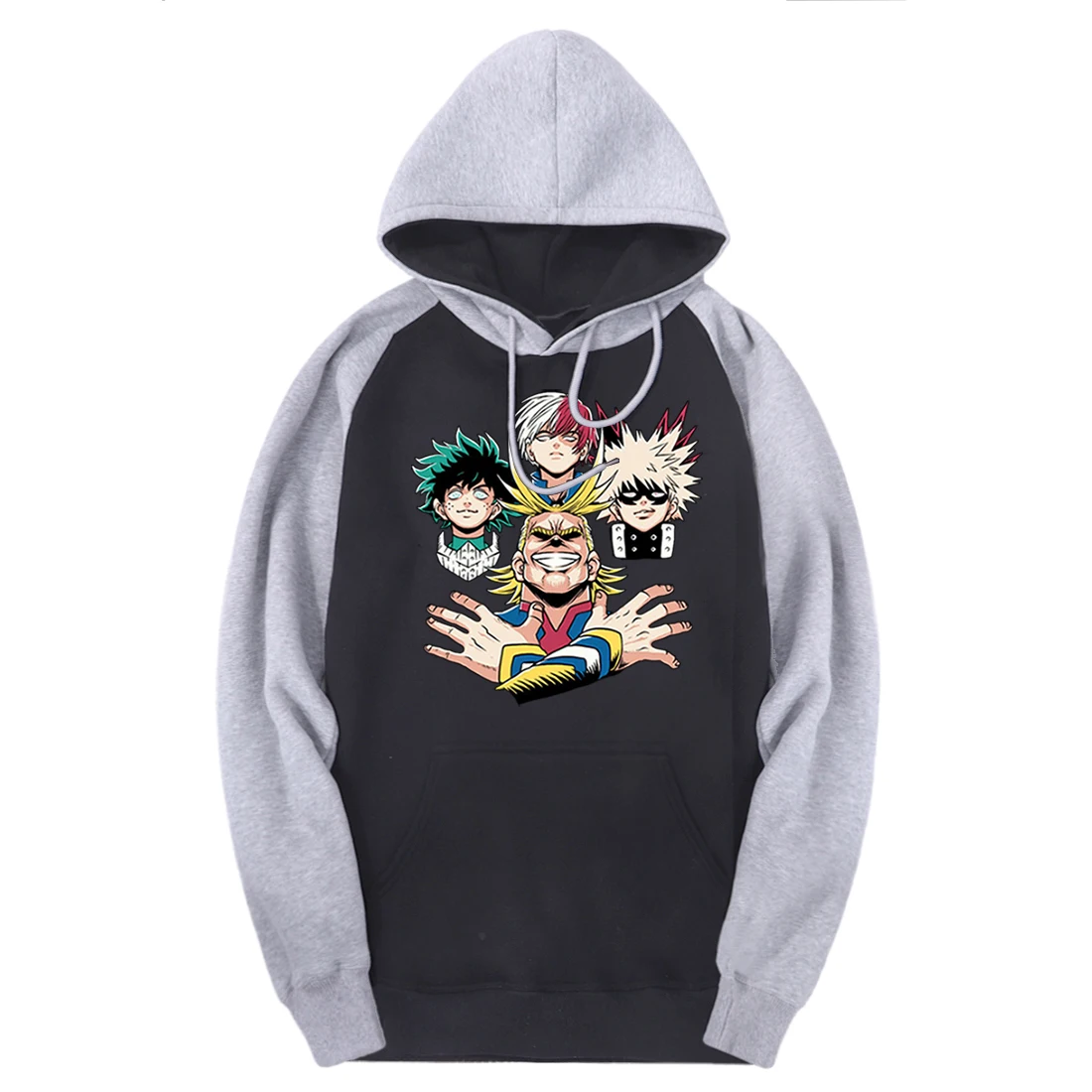 

My Hero Academy Raglan Hooded Sweatshirts Men Print Casual Pullovers Autumn Winter Streetwear Brand Hoodies Moleton Masculino
