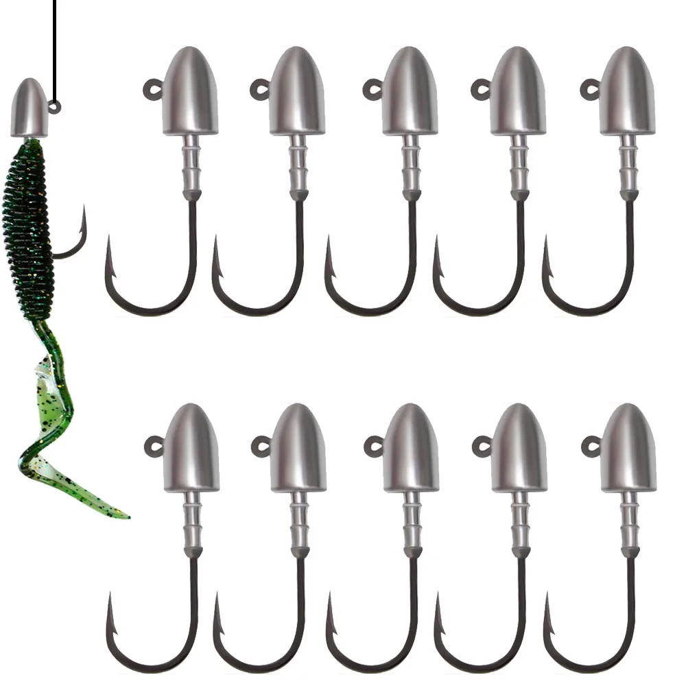 

5pcs/lot Jig Head Barbed Fishing Hook High-Carbon Steel Jigging Fishing Hooks For Soft Lure Worm 2.5g-14g