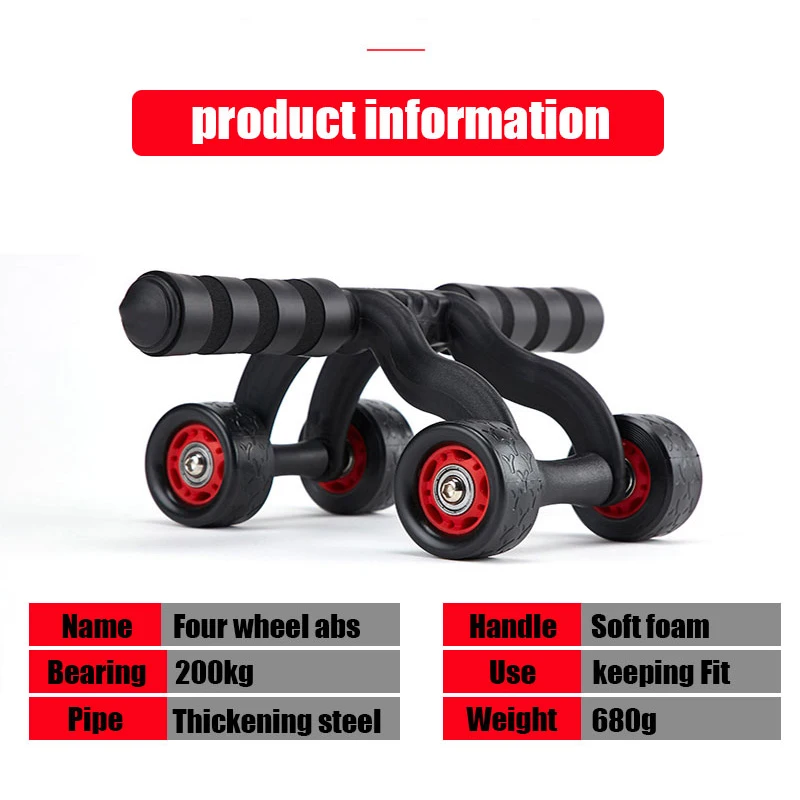 

Abdominal Roller for Muscle Exercise Equipment Home Indoor Office Fitness No Noise Fitness Equipment Roller Push-up 4 Wheel