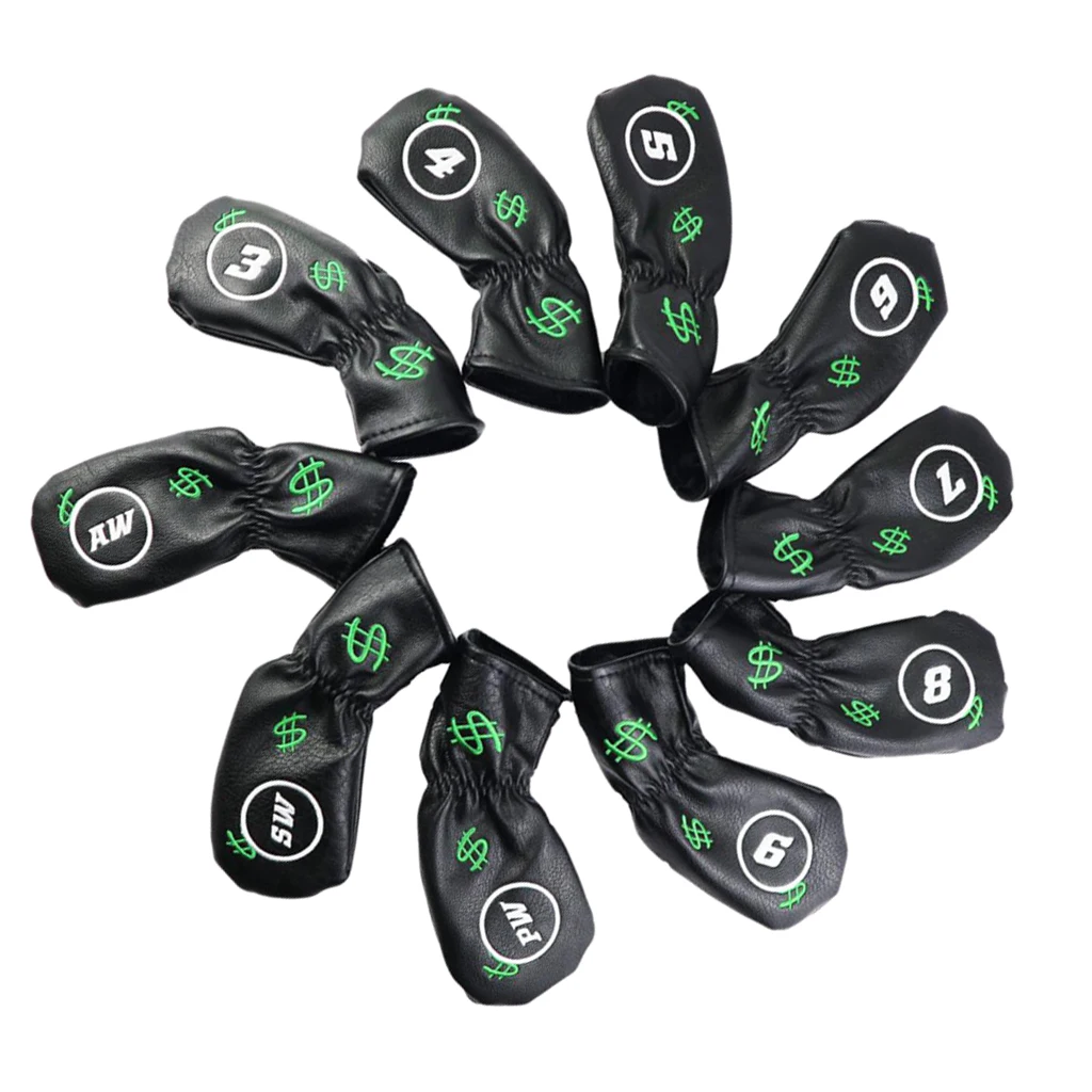 

10Pcs Black Golf Iron Head Covers Irons Headcover Anti-slip Covers Dollars