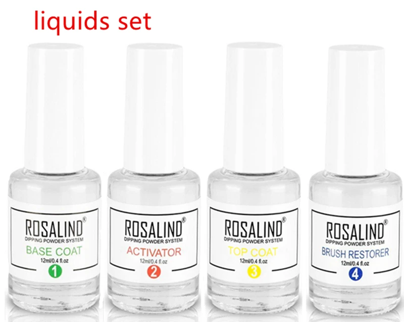 4liquids 12 шт., набор для погружения, для нейл-арта, Dip порошок, Dip основа, активатор, жидкий гель, цвет ногтей, натуральный, сухой, без лампы, для лечения маникюра - Цвет: 4liquids