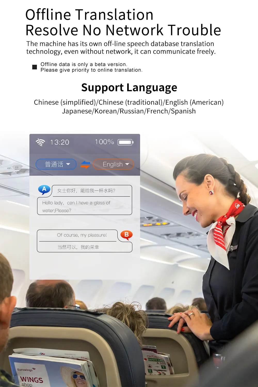 Boeleo W1 AI Voice Photo Translator 2," сенсорный экран 4G wifi 8 Гб памяти 2080 мАч 77 языков путешествия бизнес OTG перевод