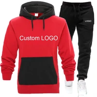 plush sportswear suit brand printed hoodie sweatshirt casual sportswear mens jogging harajuku drawstring sweatpants 2 piece set