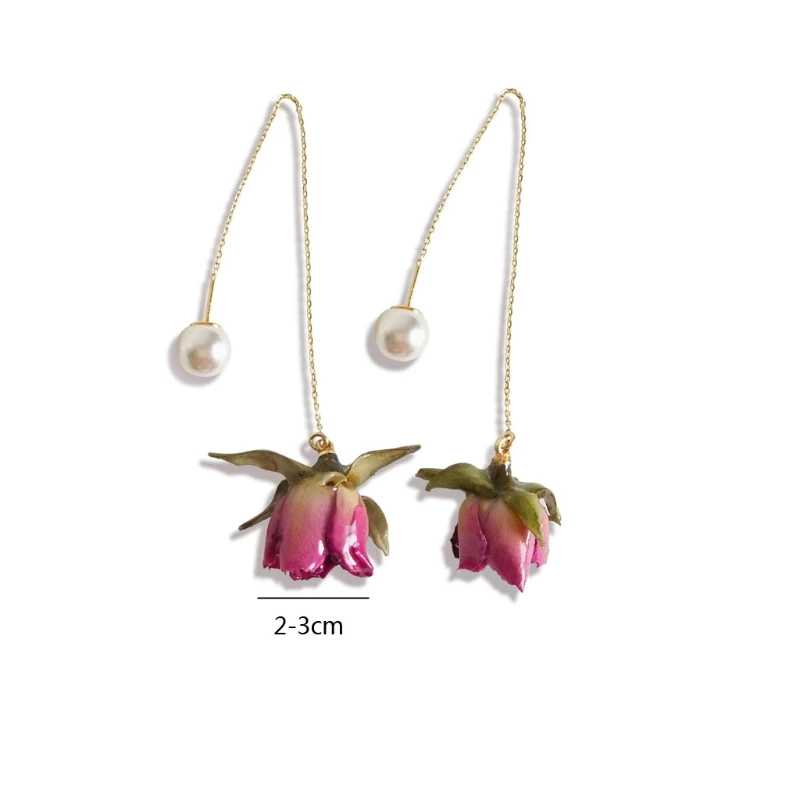 Милые милые красные прессованные цветочные длинные висячие серьги женские