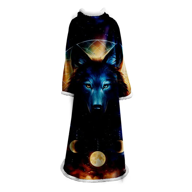 Новое мягкое теплое 3D одеяло для ленивых волков зимнее переносное плотное