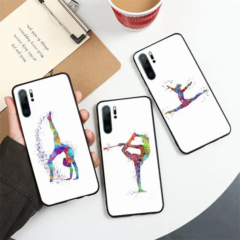 

Gymnastics water color painting Phone Case For Huawei honor Mate 10 20 30 40 i 9 8 pro x Lite P smart 2019 nova 5t
