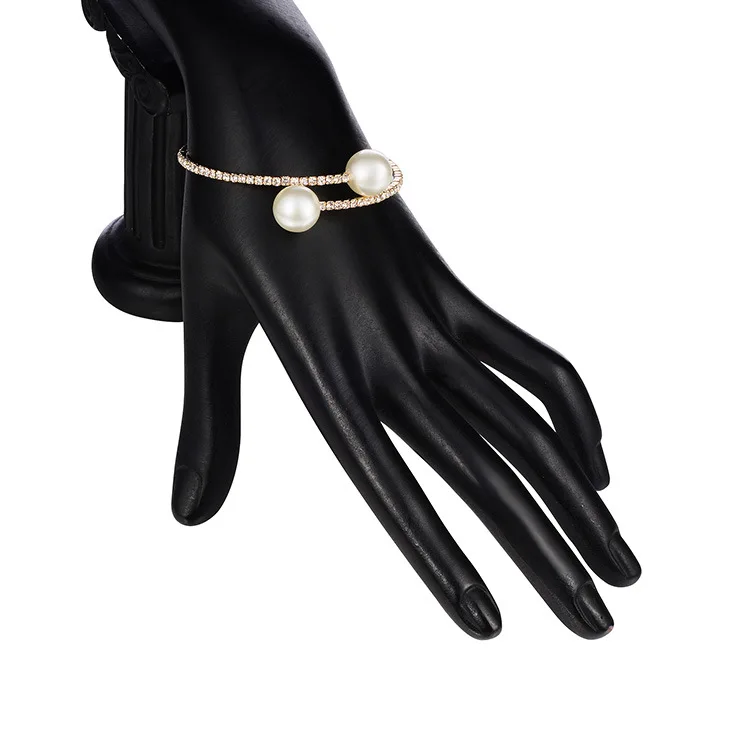 Серебряный цвет натуральный жемчуг браслет женский пресноводный Открытый для