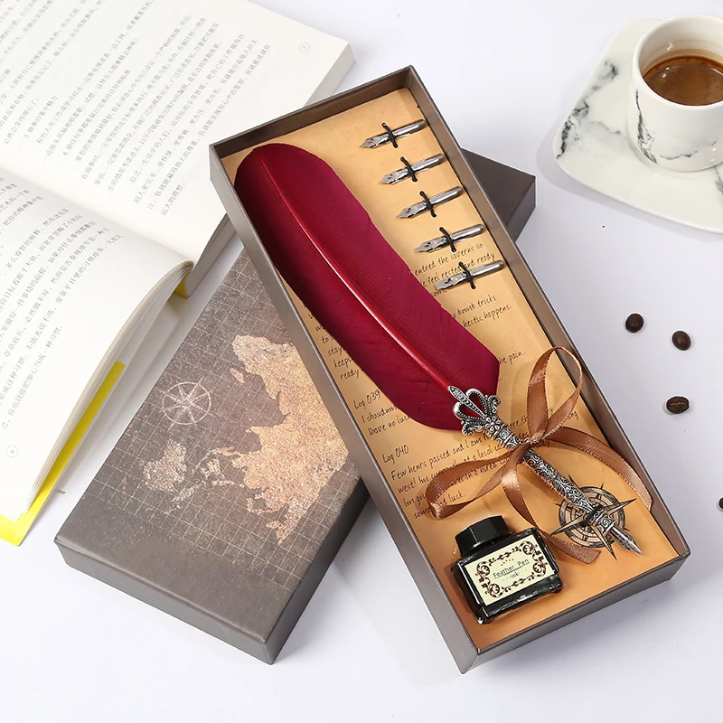 Простая коричневая Подарочная коробка перьевая ручка набор канцелярских