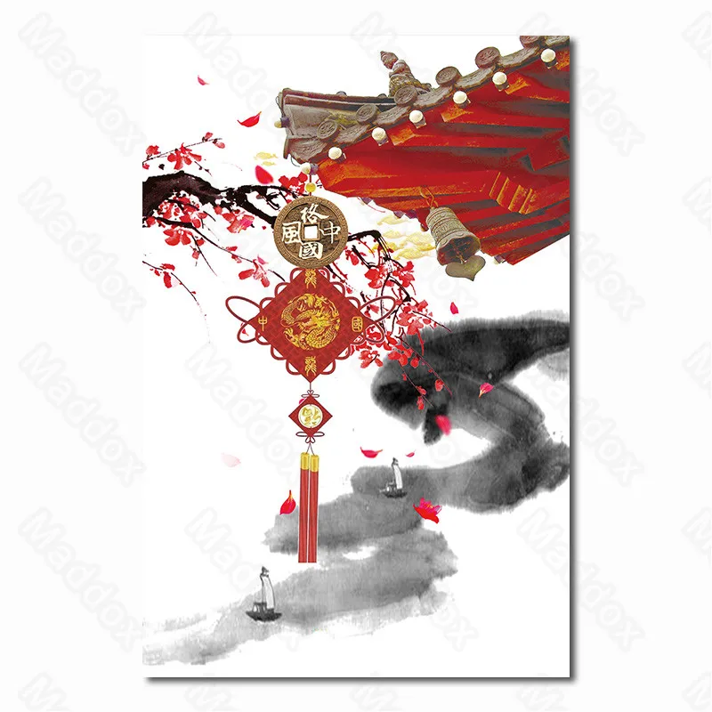 

Frameless Style Red Forbidden City Palaces Wall Snowed Scenery Artistic Conception Aesthetic Entrance Decorative Painting