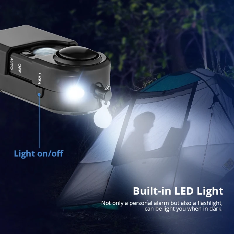 

Smart home Camping Security Alarm Detector With LED Light 120dB Camping Travel Mini PIR Infrared Motion Sensor Camping Alarm