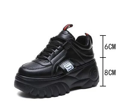 

Fashion Woman High Platform Sneakers 2020 Spring Female Shoes Black White Sneakers Breathable Zapatos Casual Mujer size 35-39