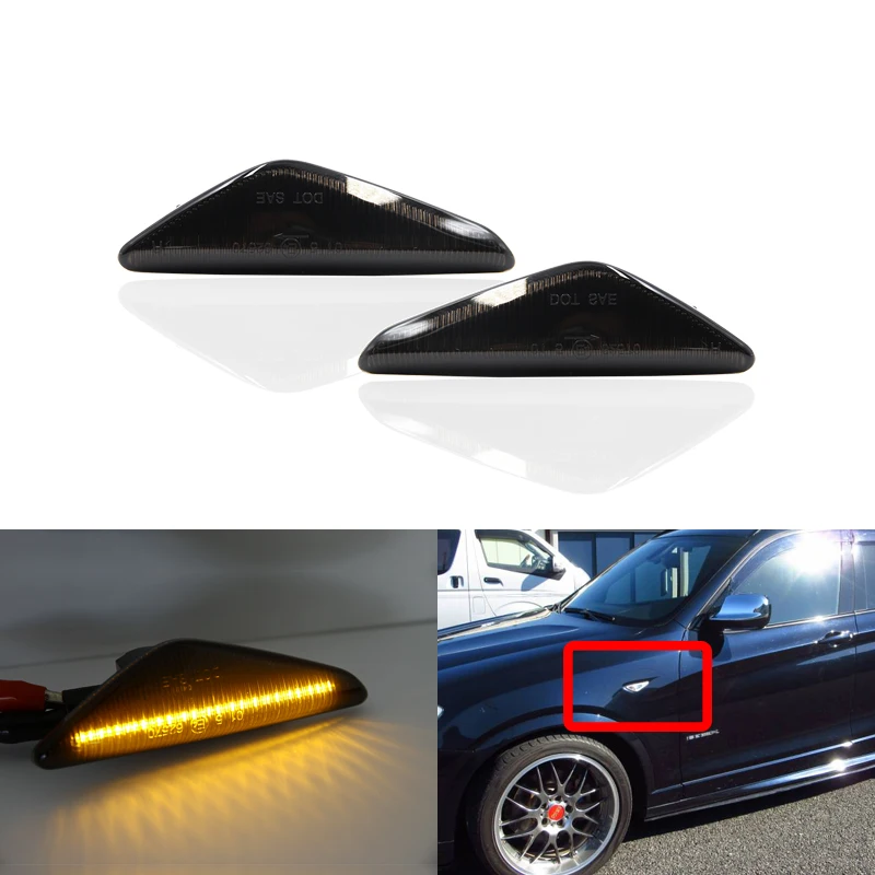 

Fits For BMW E70 E71 E72 X5 X6 F25 X3 2007-2013 Smoked Front Amber Led Side Marker Lights Auto Turn Signal Lamp