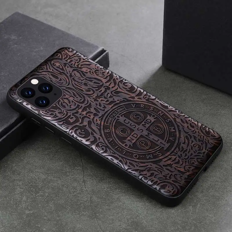 4 Для iPhone 11 Pro Чехол черное дерево чехол для iPhone 11 резной ТПУ бампер Деревянный чехол для iPhone 11 Pro Max - Цвет: 4