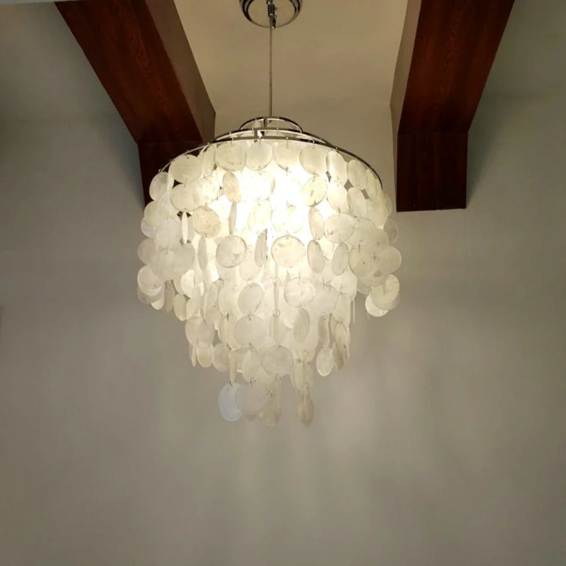 DIY modern white natural seashell pendant lamp fixture E27 Lights Dia 26/30/45cm Shell lamps for bedroom home living room | Освещение