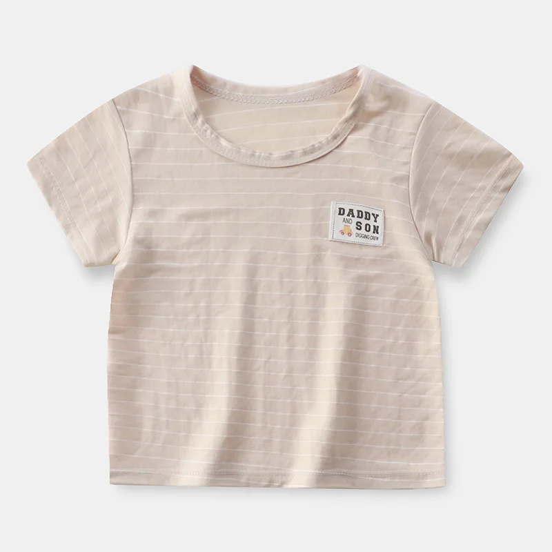 

Boys Girls T-shirts Kids Striped Print T Shirt For Boys Children Summer Short Sleeve T-shirt Cotton Tops Tees Kids Clothing