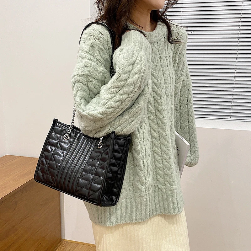 Большие сумки на одно плечо для женщин простые тоуты стеганая Женская