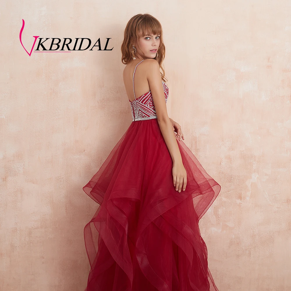 VKBRIDAL красное Многоярусное Тюлевое платье для выпускного вечера новые Бальные