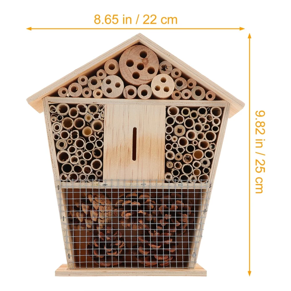 

Bee House Natural Wood Bee Hive Habitat for Attracting Bee Pollinators