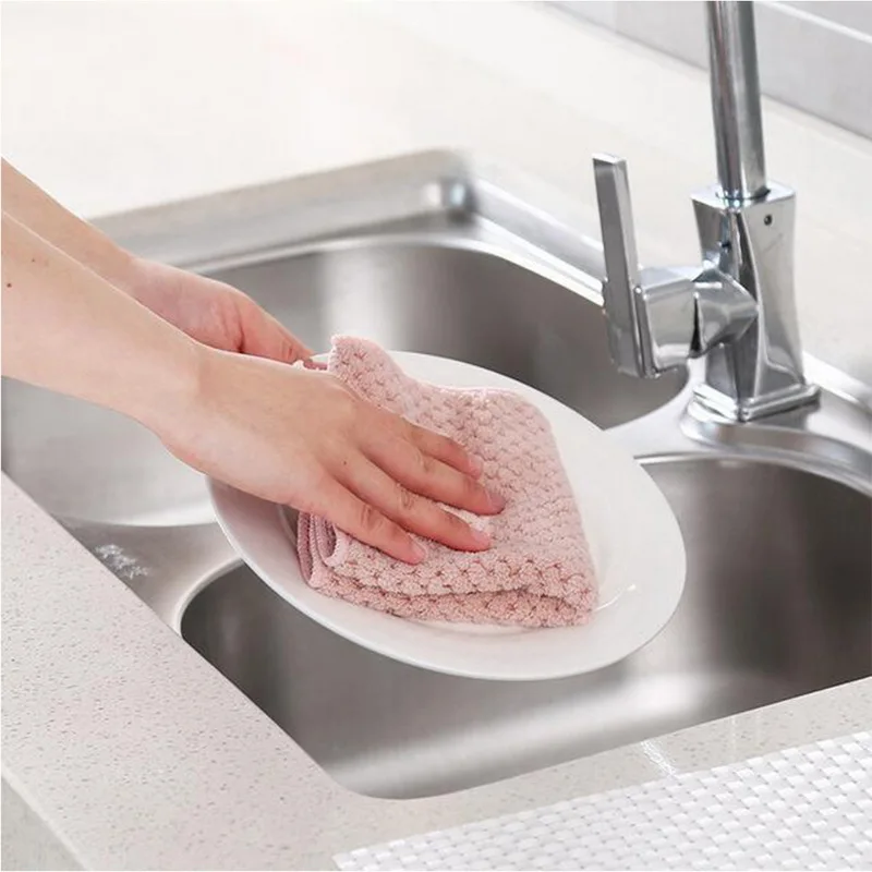 

Kitchen Anti-grease Wipping Rags Efficient Super Absorbent Microfiber Cleaning Cloth Home Washing Dish Kitchen Cleaning Towel*1