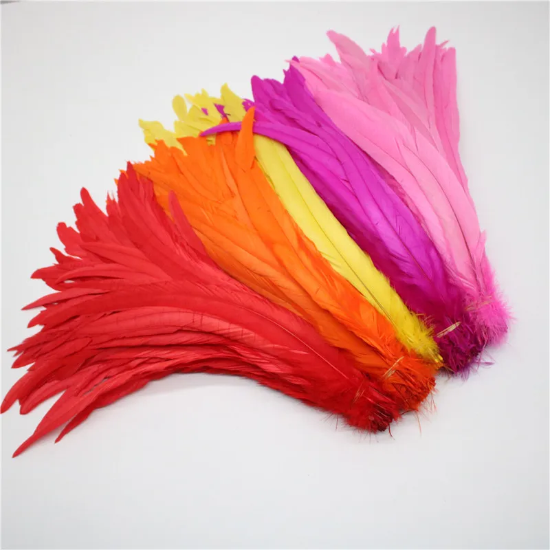 

Beatiful 50pcs Natural Cock Tail Feathers 25-40cm / 10-16inch Clothing Decoration Stage Performance Rooster Tail Feathers Plume