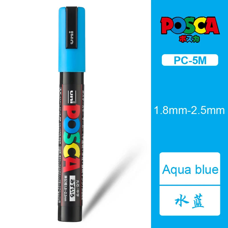 Aqua blue 1 шт. UNI PC-5M поп-плакат на водной основе реклама китайский знак слова граффити ручка 1,8-2,5 мм Живопись принадлежности художественные Кисти - Цвет: Aqua blue