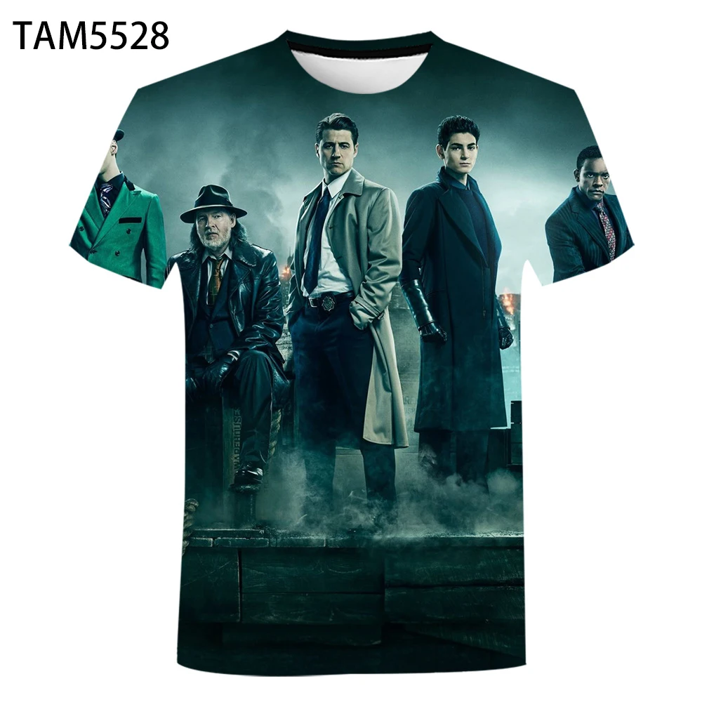 Креативная летняя футболка с коротким рукавом сезон Готэм для мальчиков и