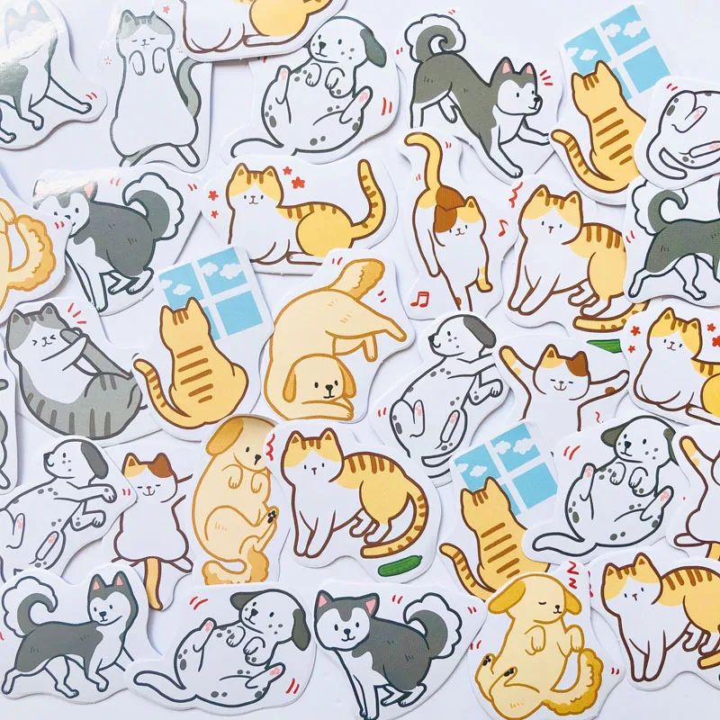 45 шт./кор. маленького щенка и кошек декоративные Стикеры ярлыком