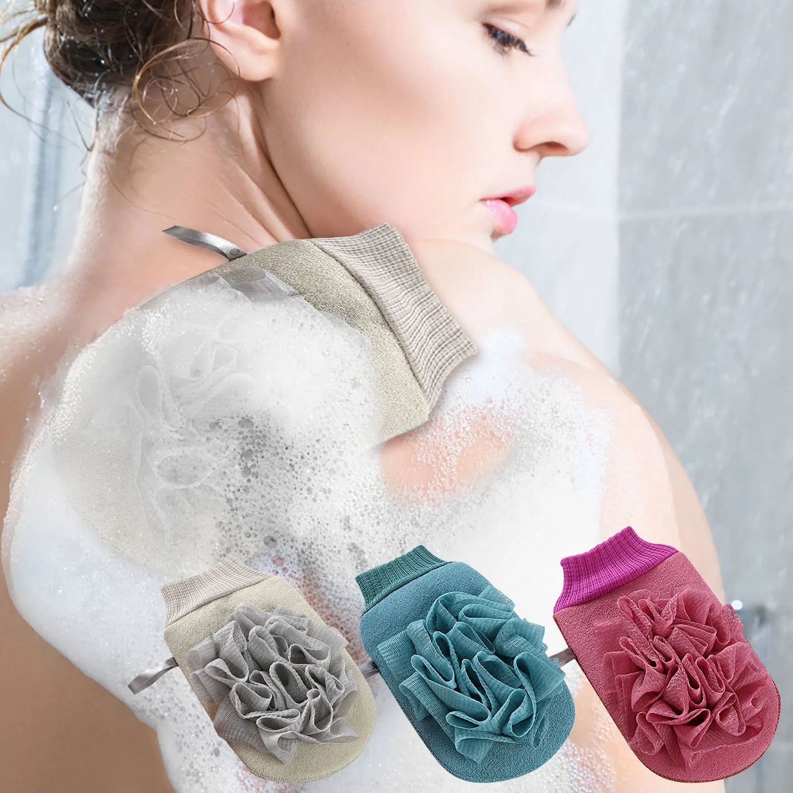 

Double Sided Exfoliating Gloves Body Scrubber Spa Exfoliator Scrub For Bath Shower Exfoliation Mitt Scrubbing Glove Bath Mitts