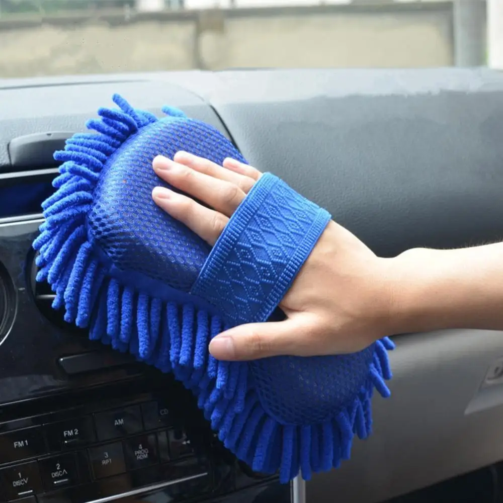 

Chenille Cleaning Duster-Blue sponge block Car Coralline Sponge Microfiber Washer Clean Wash Towel sponge cleaning square glove