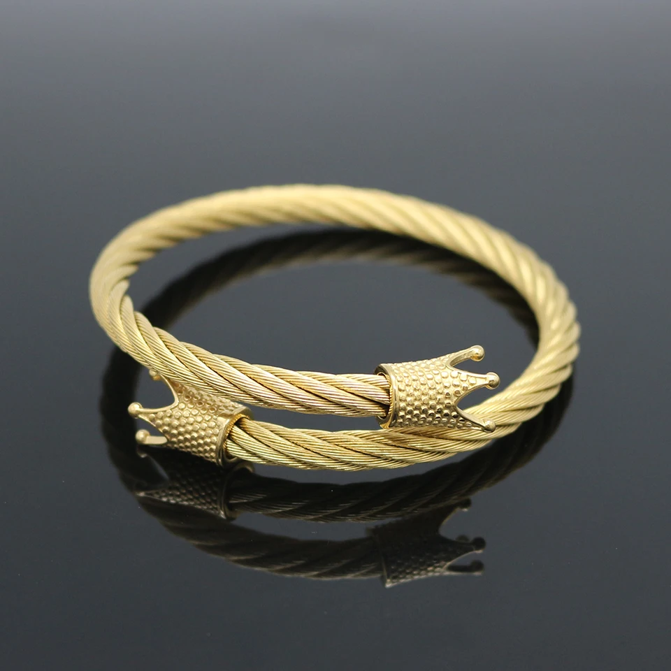 

Hot Selling Women Bracelets & Bangles Gold Color Crown Bangle Bracelet For Men/Women Stainless Steel Women's Jewelry Pulseira
