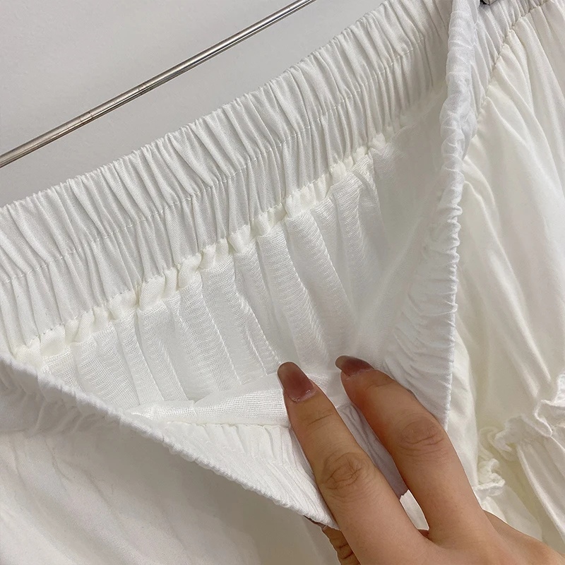 

TIGENA Elegant Cotton Green Maxi Skirt Women 2021 Fashion Irregular Hem Patchwork Tiered Solid High Waist Long Skirt Female Lady