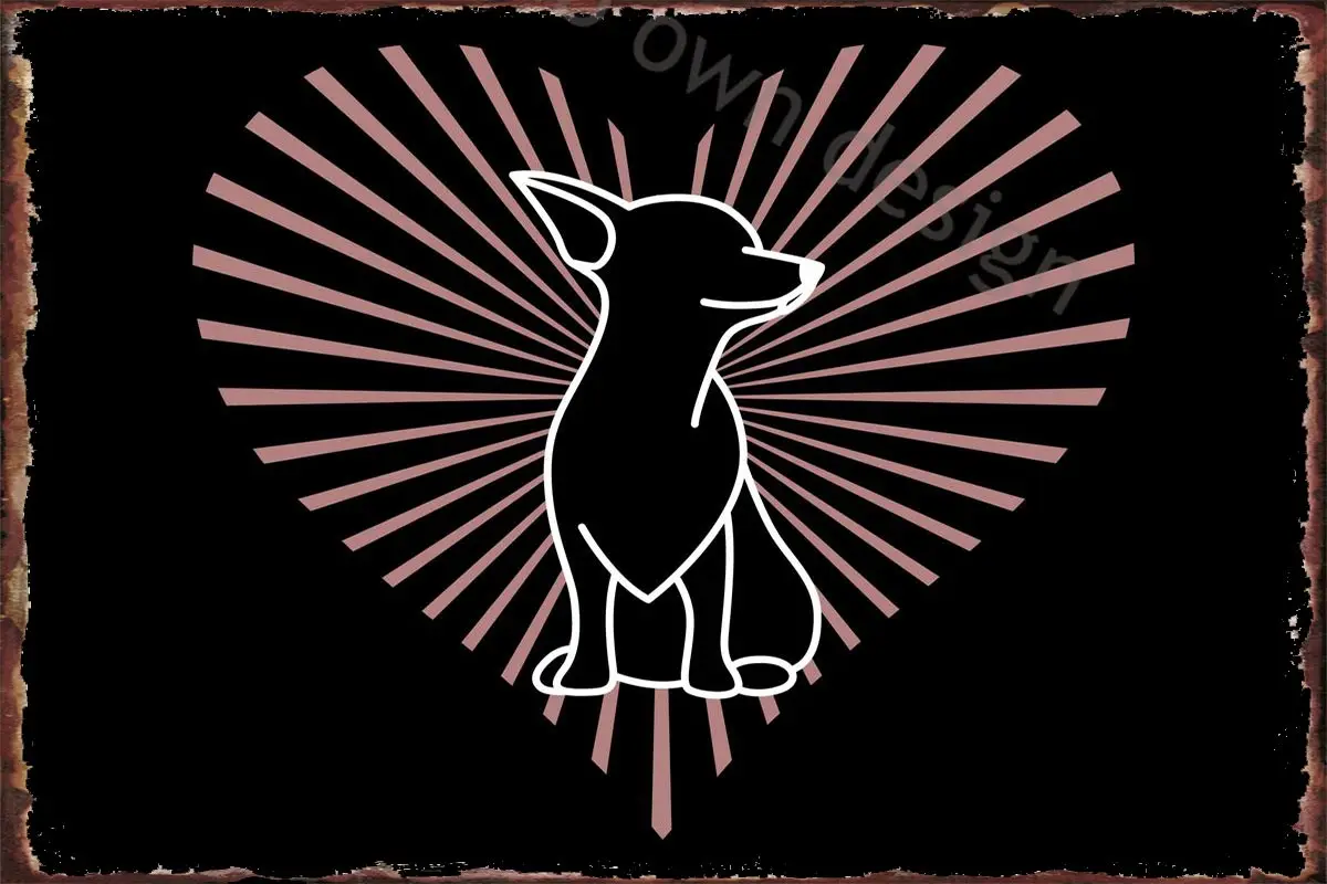 

Жестяная Табличка чихуахуа в форме сердца Чихуахуа жестяные таблички Настенный декор Ретро винтажный металлический знак для художественн...