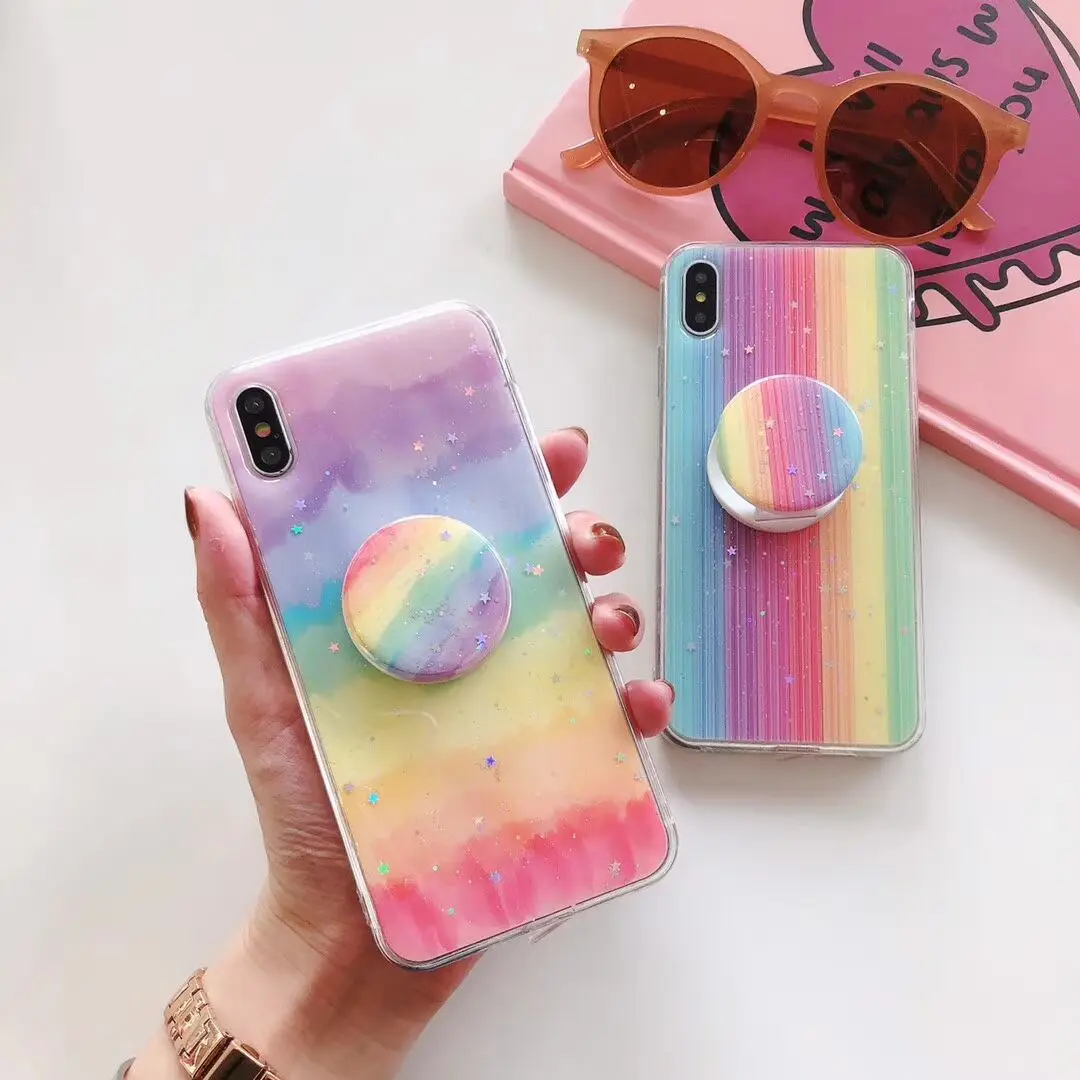 Радужный градиентный Прозрачный чехол для телефона через плечо для iphone 11Pro max чехол для iphone XS MAX чехол X XR 6 S 7 8 plus чехол на ремне
