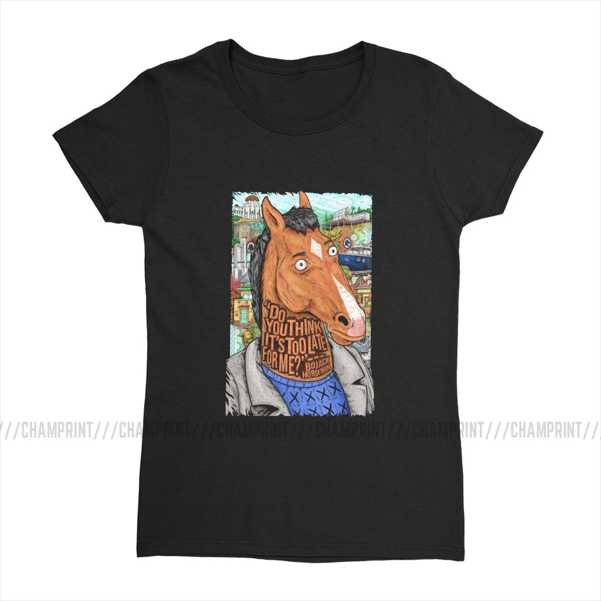 Женская футболка Bojack Horseman с забавным рисунком, эстетическая футболка с круглым вырезом, хлопковая уличная одежда размера плюс, женская одежда