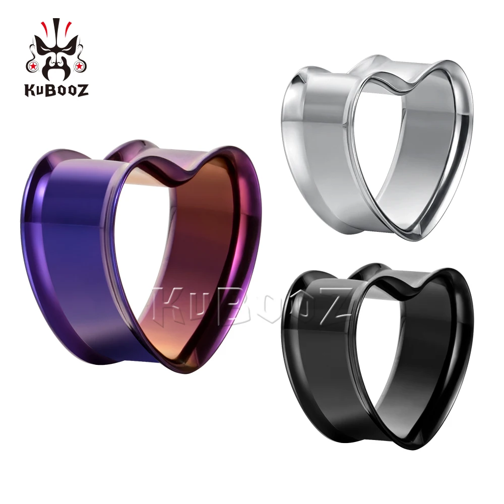 Серьги KUBOOZ из нержавеющей стали для пирсинга туннели с заглушками в форме сердца