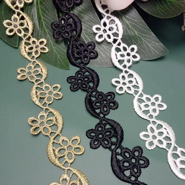 2 ярда горячая Распродажа винтажная Золотая Цветочная кружевная лента для одежды