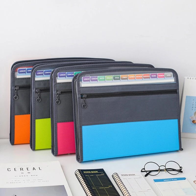 

A4 Multi-layer Organ Bag Zipper Information Briefcase Document File Folder Student Test Paper Holder wholesales