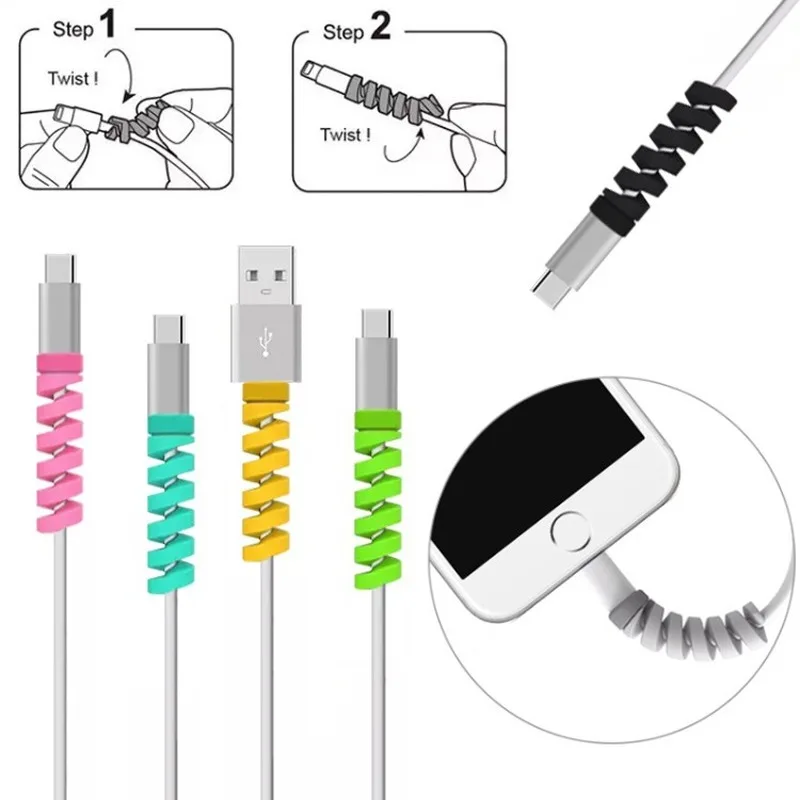 

NEW 10PC Spiral Cable protector Data Line Silicone Bobbin winder Protective For iphone Android USB Charging earphone Case Cover