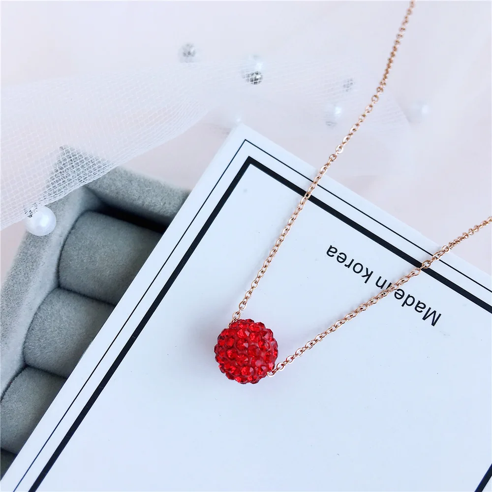 Yun ruo розовое золото Цвет Micro Pave цирконий круглый кулон Цепочки и ожерелья шикарные Титан Сталь женские подарок ювелирных изделий никогда не увядает Прямая