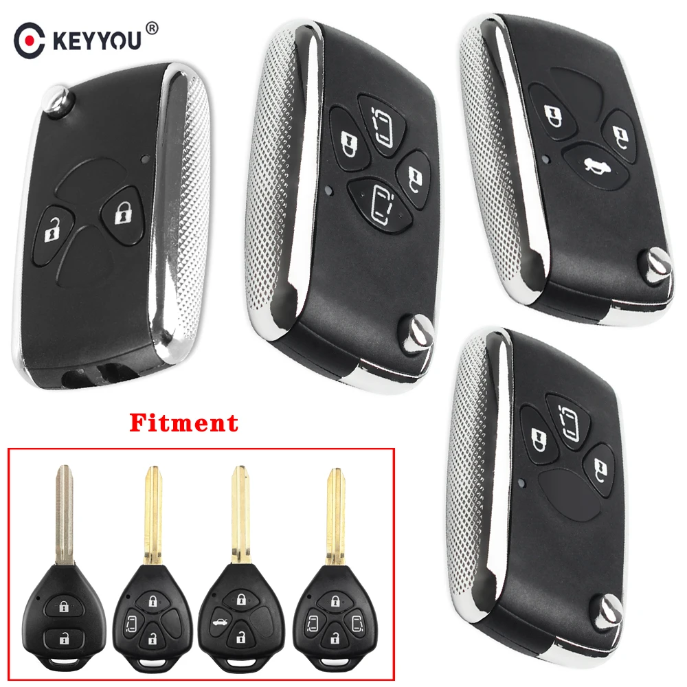 KEYYOU 10 шт. модифицированный чехол для ключа автомобиля Toyota Yaris Prado Tarago Camry Corolla RAV4 Hilux