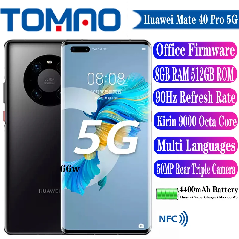 Оригинальный официальный смартфон Huawei Mate 40 Pro 5G 6 76 &quot90 Гц Android 10 Kirin 9000 8 ГБ RAM 128 256 512