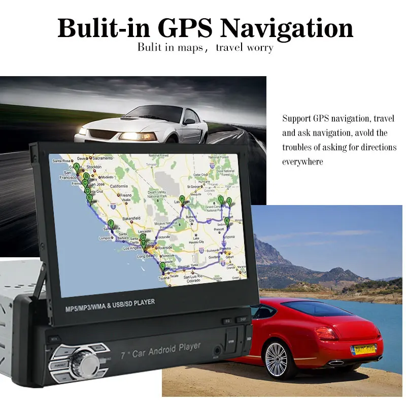 Автомобильное радио плеер Android 8 1 Bluetooth Mirror Link GPS сенсорный экран MP5 1din 7 '' 12
