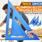 Метрическая треугольная линейка, измерительный инструмент из алюминиевого сплава, прямоугольный треугольный транспортир, 7 дюймов 12 дюймов