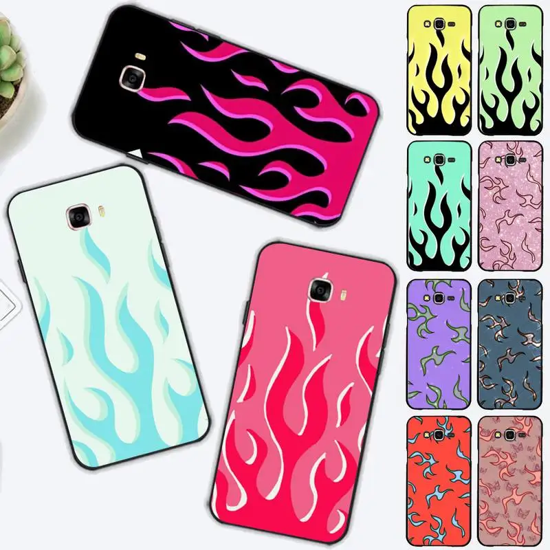 

Fashion Red Flames Phone Case for Samsung J 2 3 4 5 6 7 8 prime plus 2018 2017 2016 core