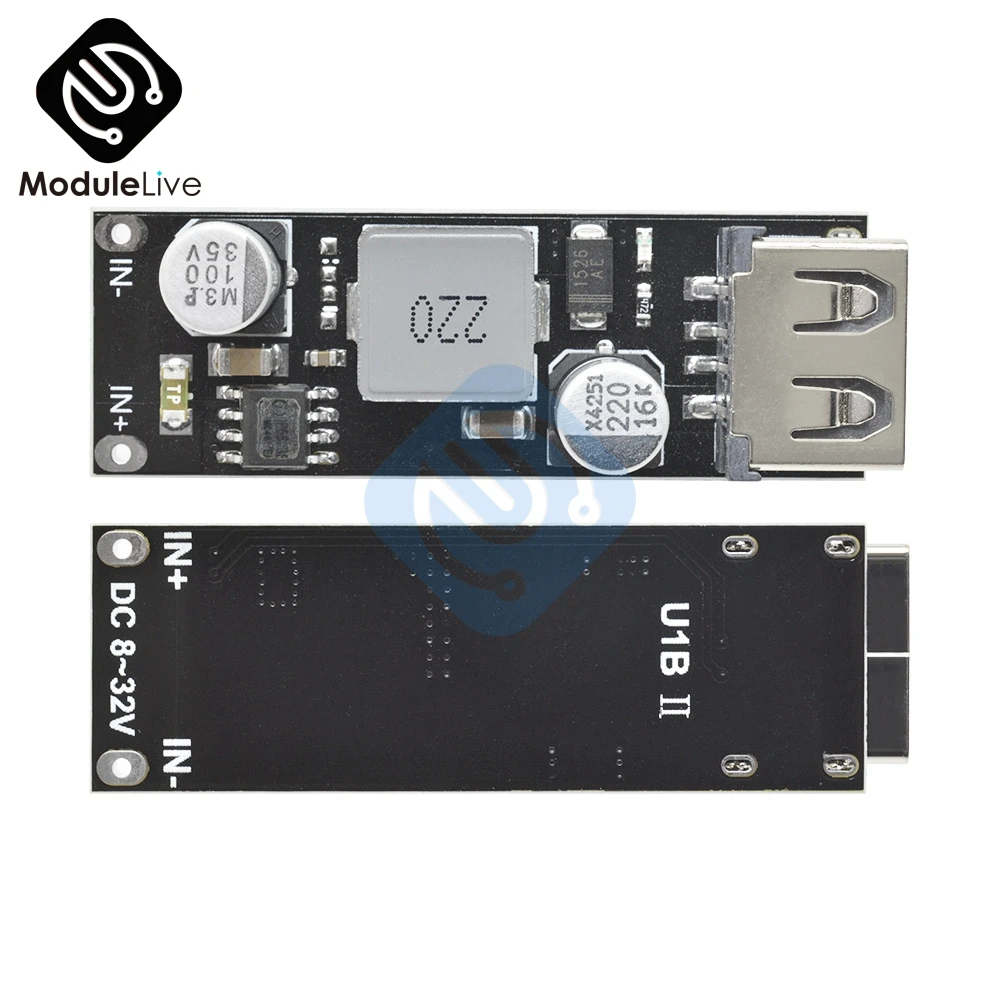 USB DC-DC понижающий преобразователь автомобилей Зарядное устройство понижающий модуль 8 V-32 V постоянного тока до 5V 3A Зарядное устройство монтажной платы Питание монокальция фосфат протокол